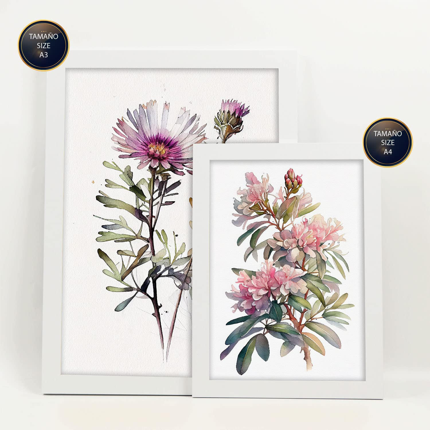 POSTER Set Mit 6 Waldblumen Vollfarbige Natur Und Botanikdrucke Mit Blumenmotiven Auf Reinweißen Hintergründen Innenarchitektur A3 & A4 Weißer Rahmen - Weiß, Papier (29/3cm) - Nacnic