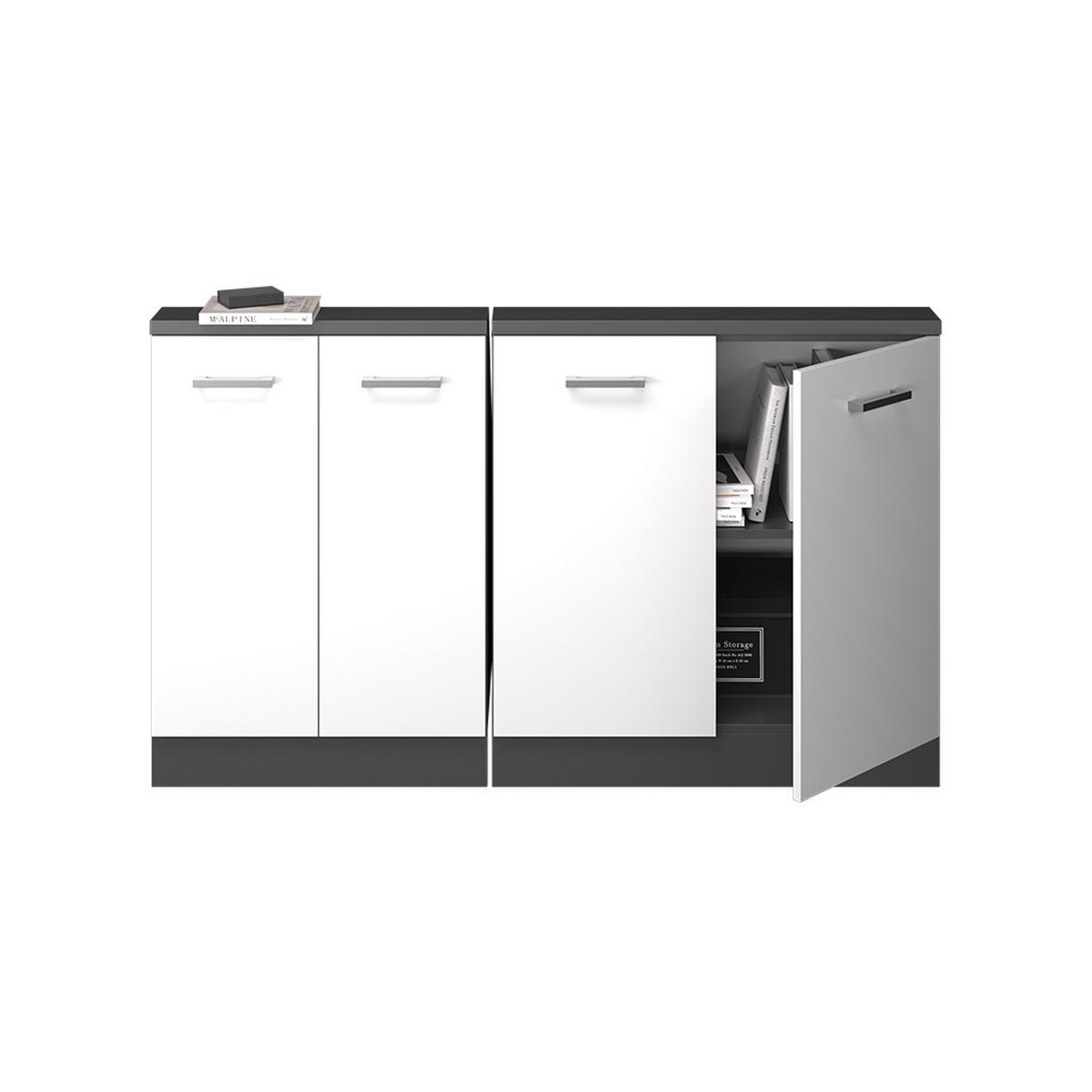 DACHSCHRÄGENSCHRANK-SET Rion Weiß Hochglanz/Anthrazit 2er Set - Weiß Hochglanz/Anthrazit, Holzwerkstoff (140/81.6/46cm) - Vicco