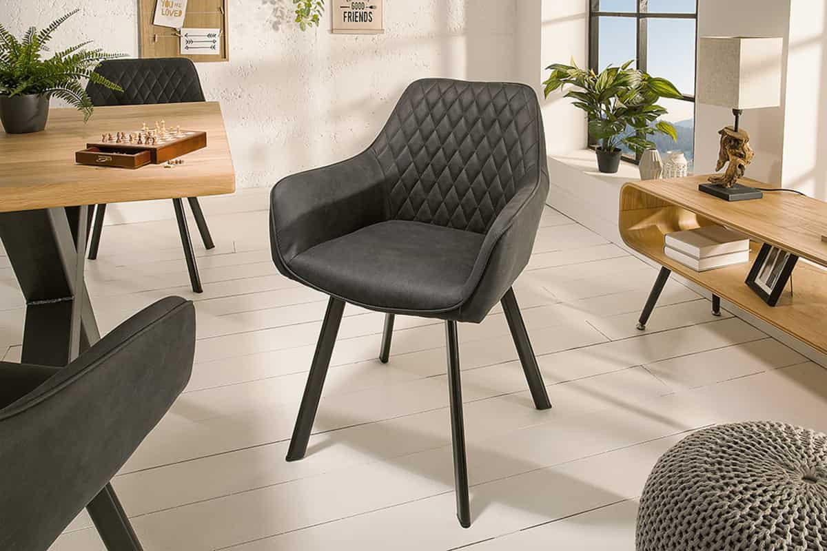 STUHL PALERMO Microfaser Anthrazit 85 cm - Schwarz/Grau, Textil/Metall (57/84/46cm) - riess-ambiente