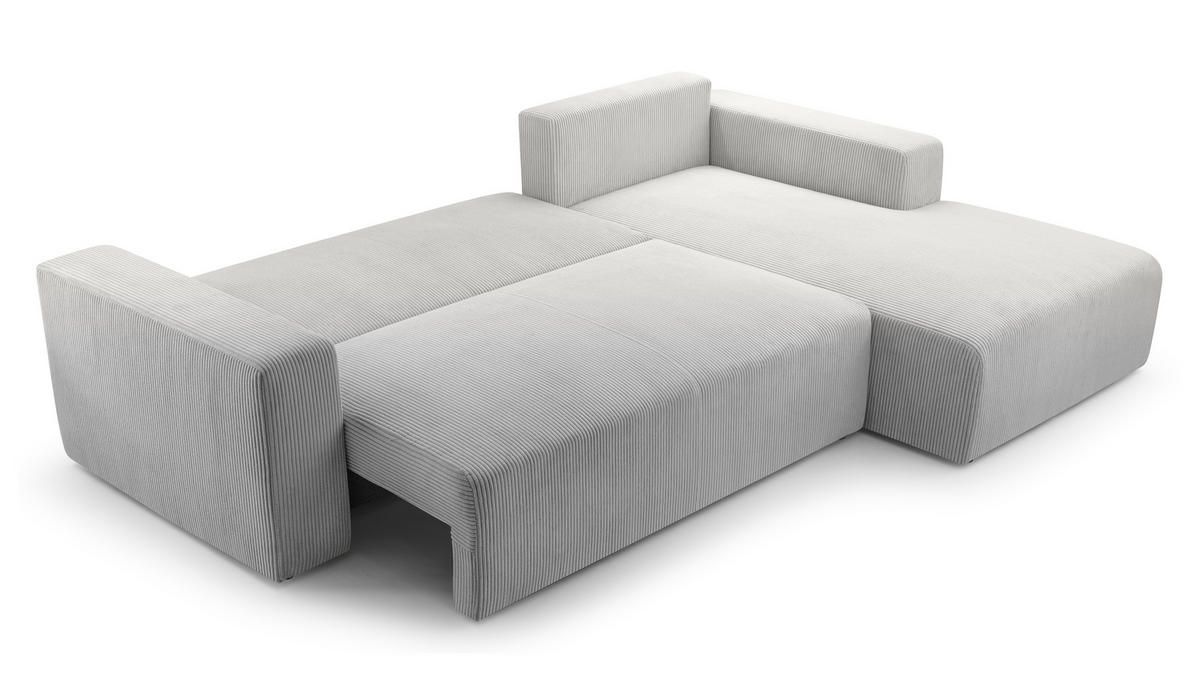 ECKSOFA L Form Catea Hellgrau 279/145/84 cm Rechts mit Schlaffunktion - Hellgrau/Schwarz, Kunststoff/Textil (279/145cm) - AX Living