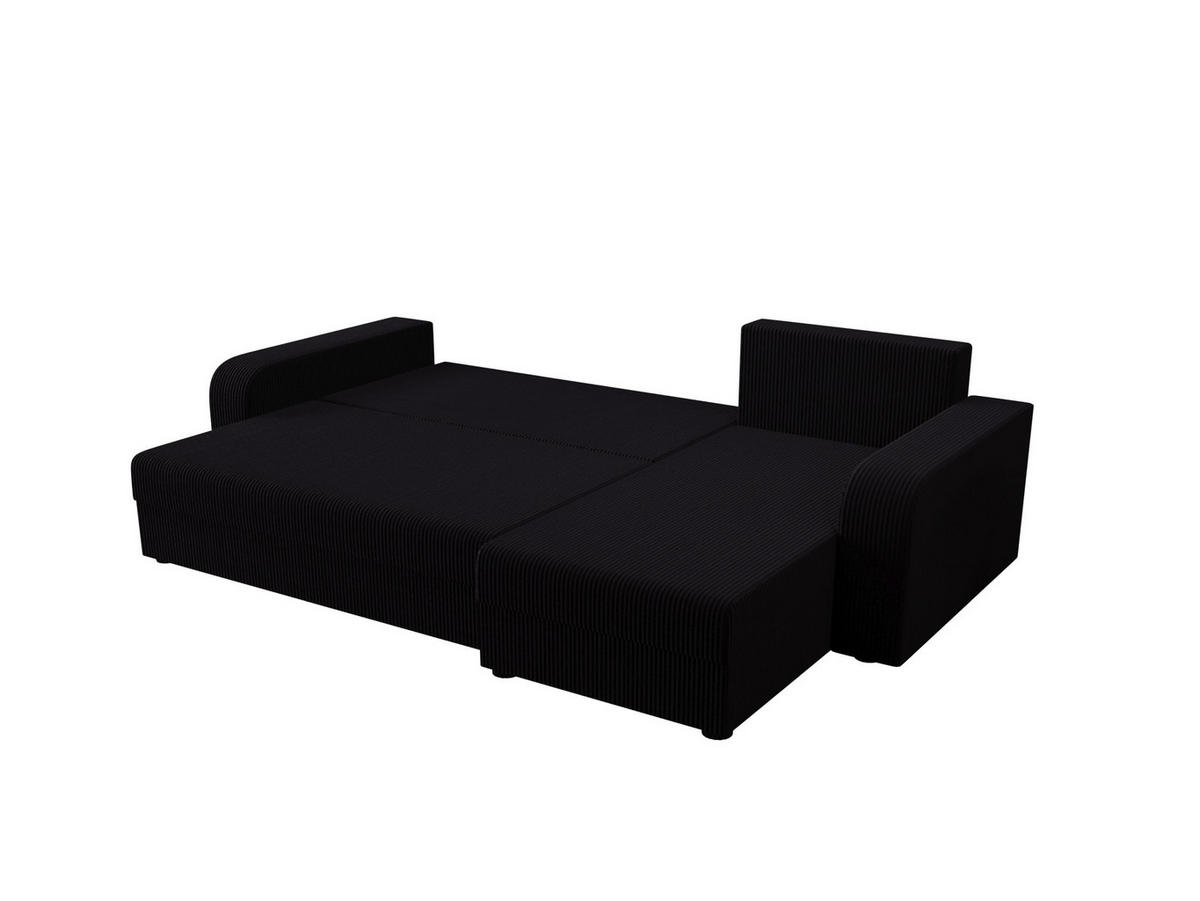 ECKSOFA HEWLET L BIS Zoom 23 Rechts mit Schlaffunktion - Schwarz, Textil (240/140cm) - Bedante