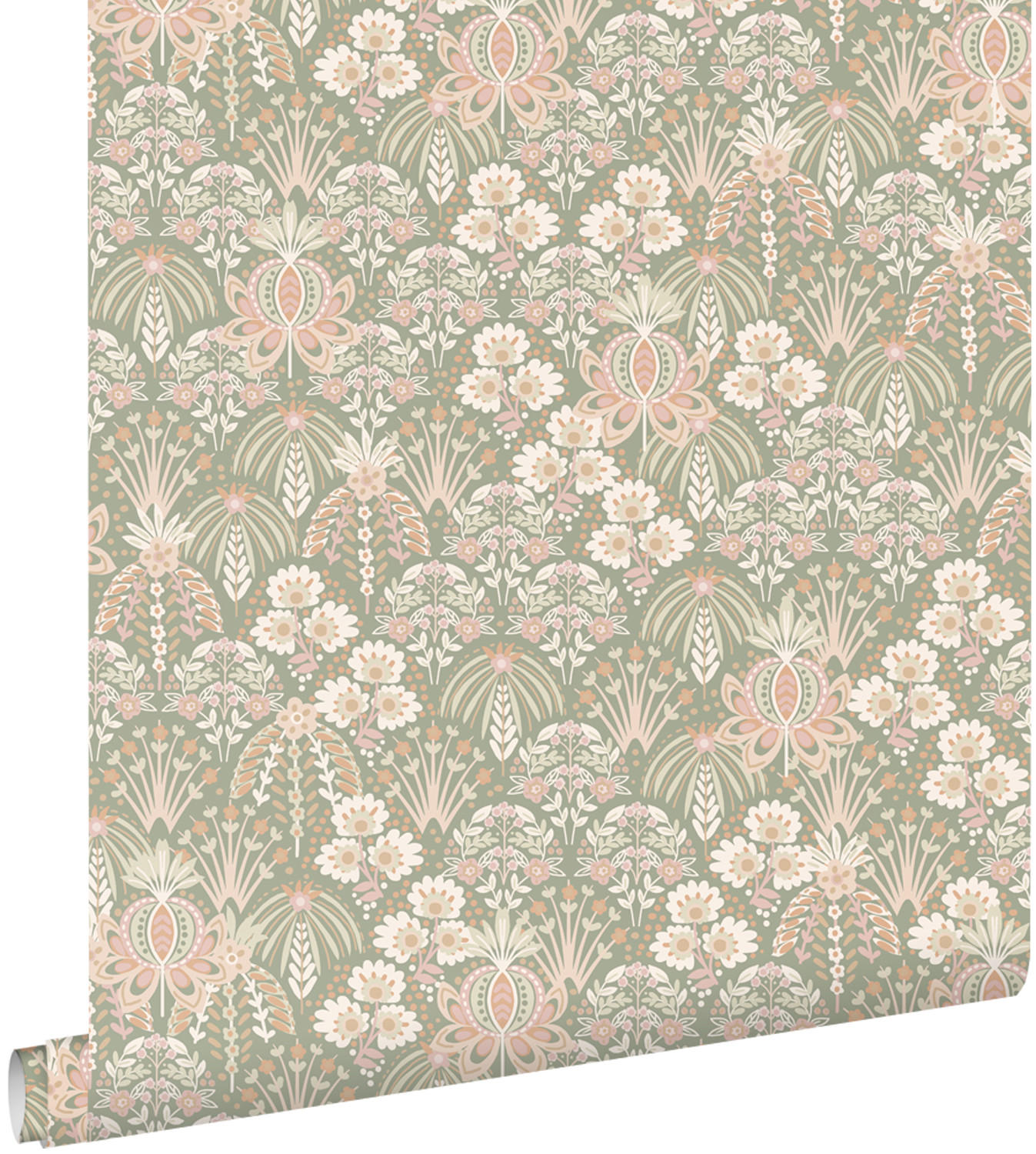 TAPETE Blumenmuster im Jugendstil 50 x 900 cm - Grün, Papier (50/900cm) - ESTAhome