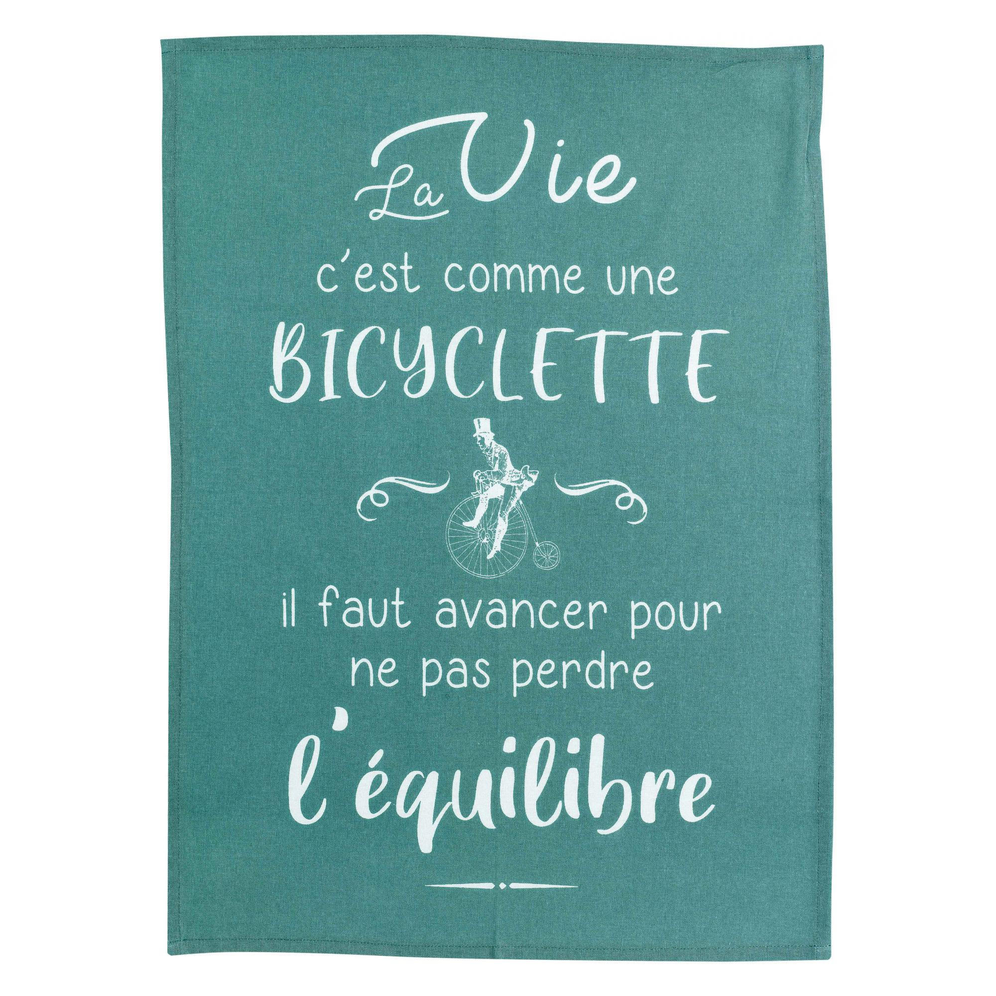 GESCHIRRTUCH Bicyclette pfau 50 x 70 cm - Blau, Textil (50/70cm) - Winkler