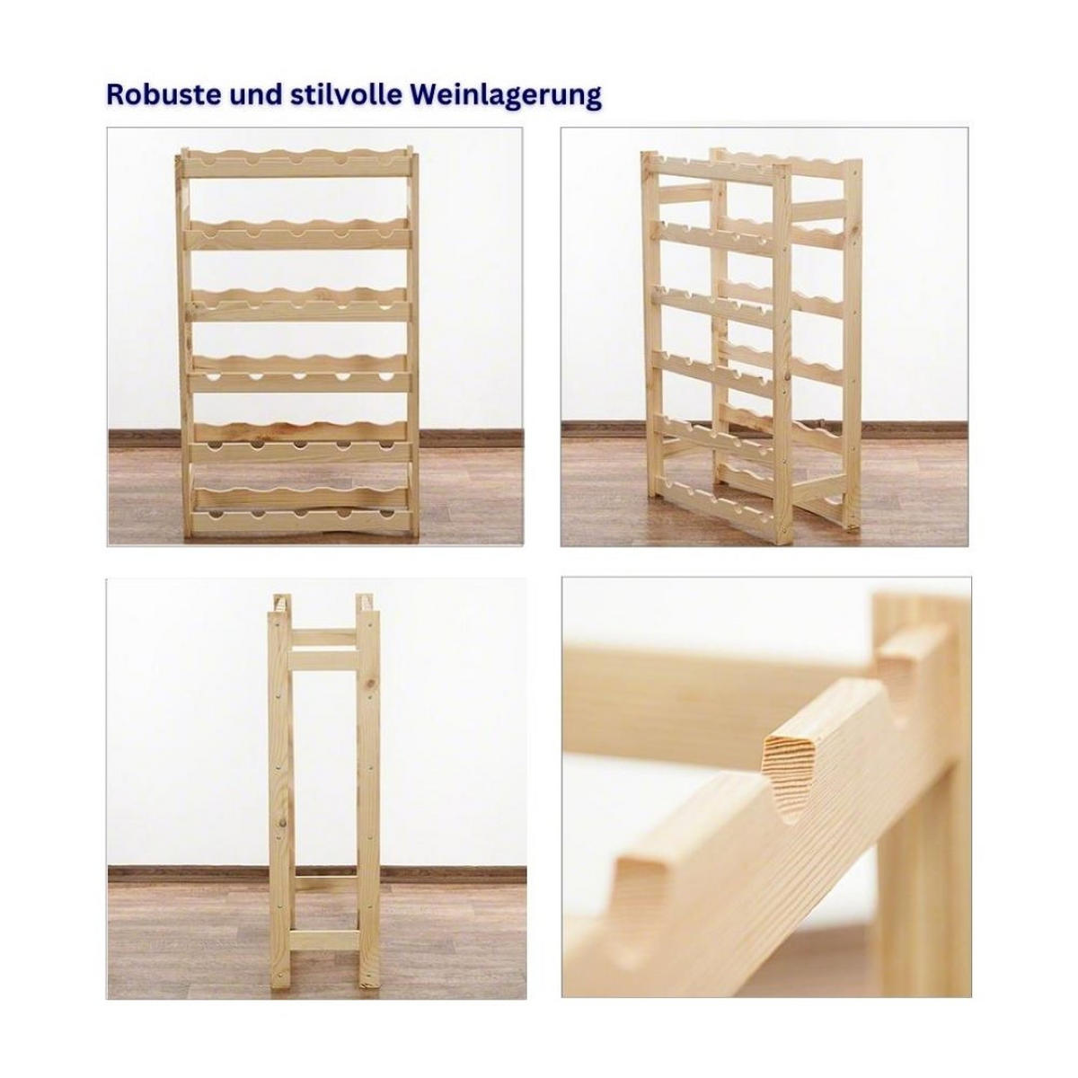 WEINREGAL Pinotwine 86x53x25 cm 30 Flaschen Massives Kiefernholz Braun Geölt - Braun, Holz (53/86/25cm) - PROREGAL