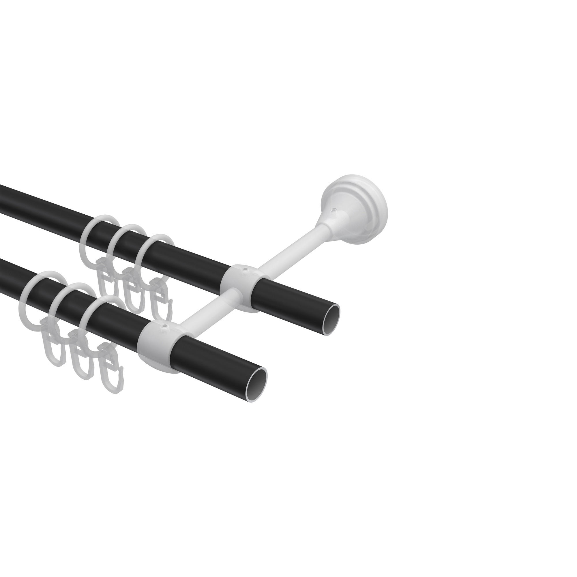 GARDINENSTANGE Primus Lorenzo 180 cm, 2-läufig, 16 mm Ø Schwarz - Schwarz, Metall (180cm) - INTERDECO