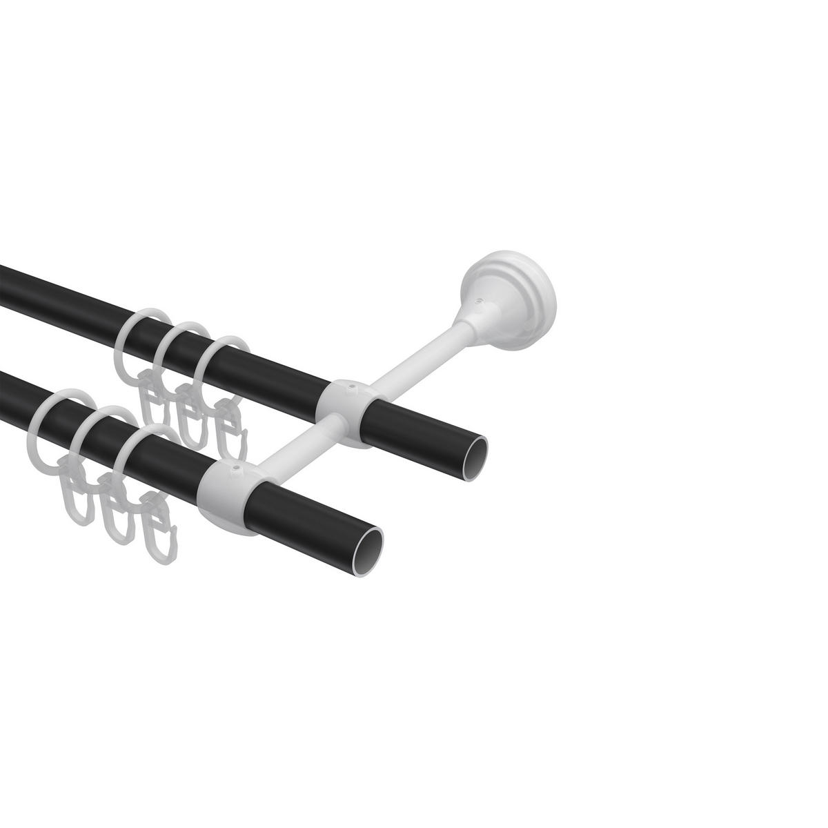GARDINENSTANGEN-SET Primus Alessia 480 cm (geteilt in 3 x 160 cm), 2-läufig, 16 mm Ø Schwarz - Schwarz, Metall (480cm) - INTERDECO