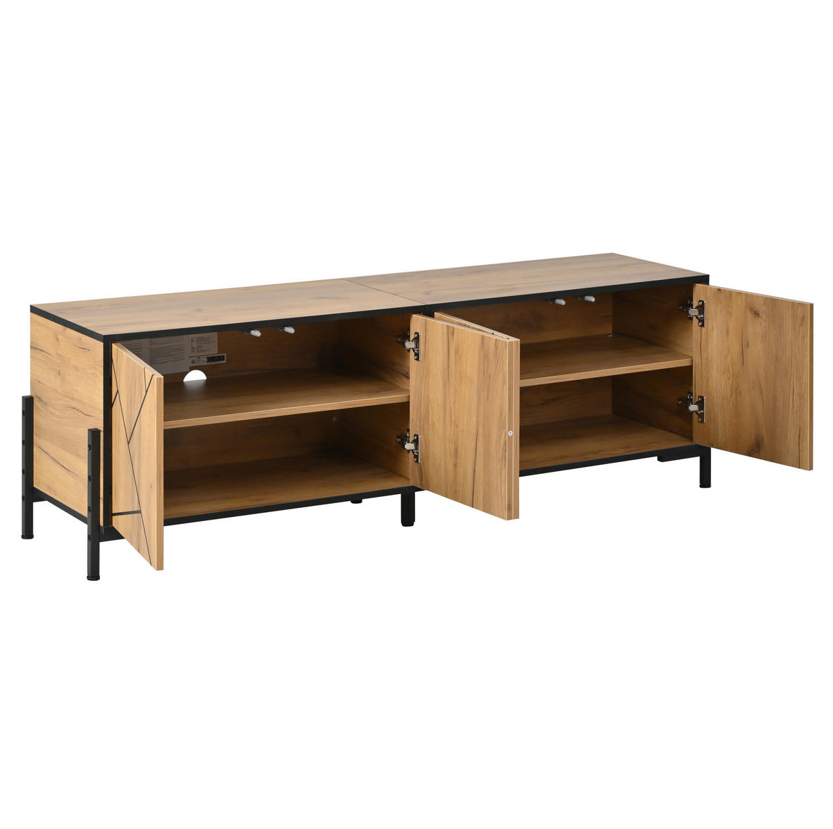 TV-ELEMENT mit 4 Türen 153 x 40 x 50 cm Naturholz/Schwarz - Braun, Holzwerkstoff (40/50/153cm) - Beauniv