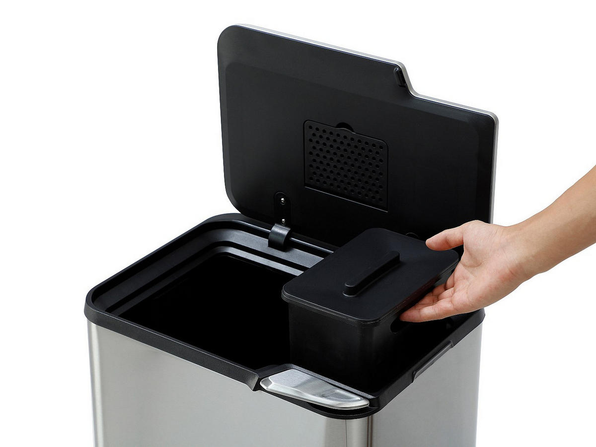 ANTI-FINGERABDRUCK-MÜLLTRENNSYSTEM aus Edelstahl – 63 L – 3 Behälter – ZAMILO - Silberfarben, Metall (41.5/77.8/31.4cm) - Vente-Unique