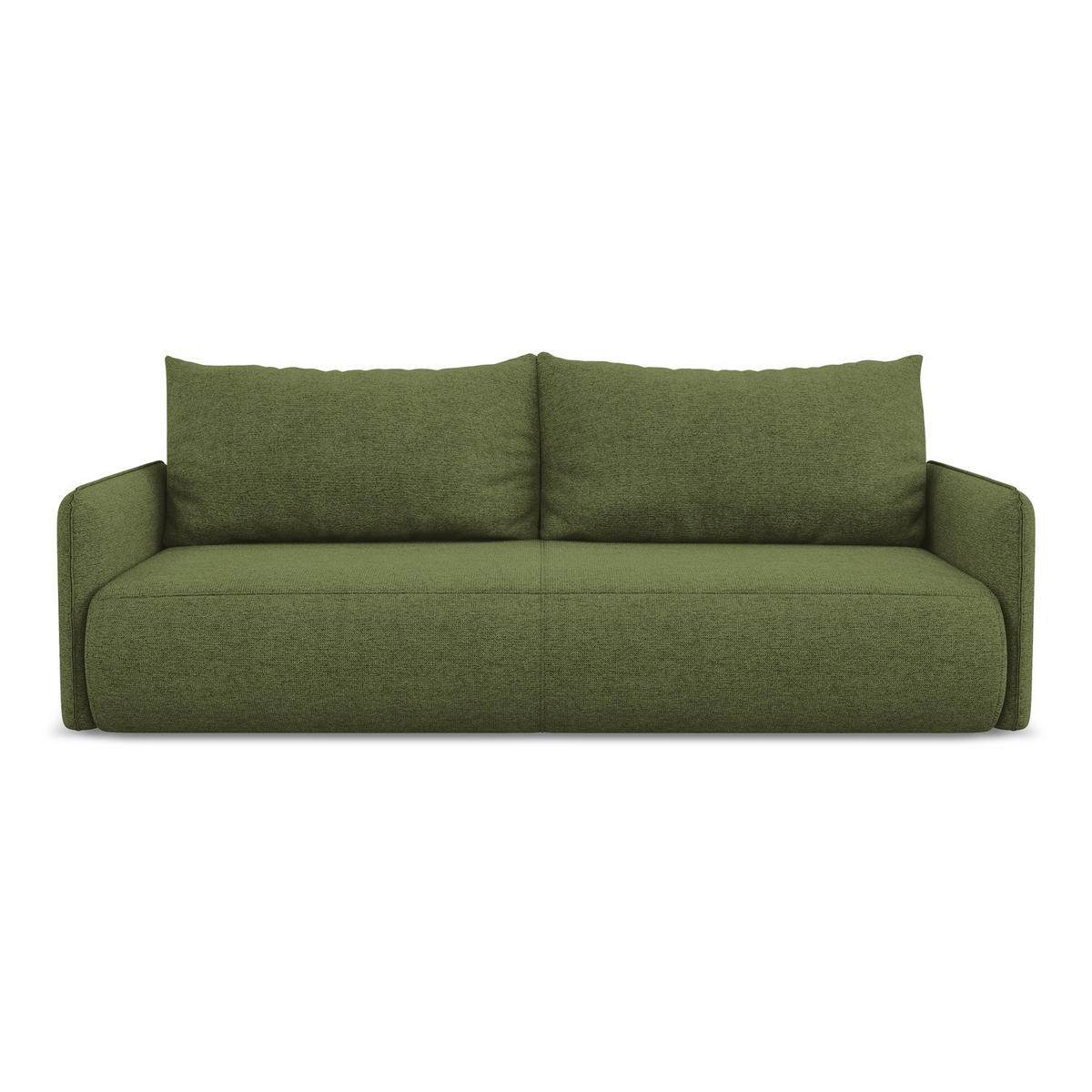 3-SITZER SOFA mit Schlaffunktion Chenille Stoff Grün - Dunkelgrün/Schwarz, Kunststoff/Textil (216/86/105cm) - LaMiaSofa