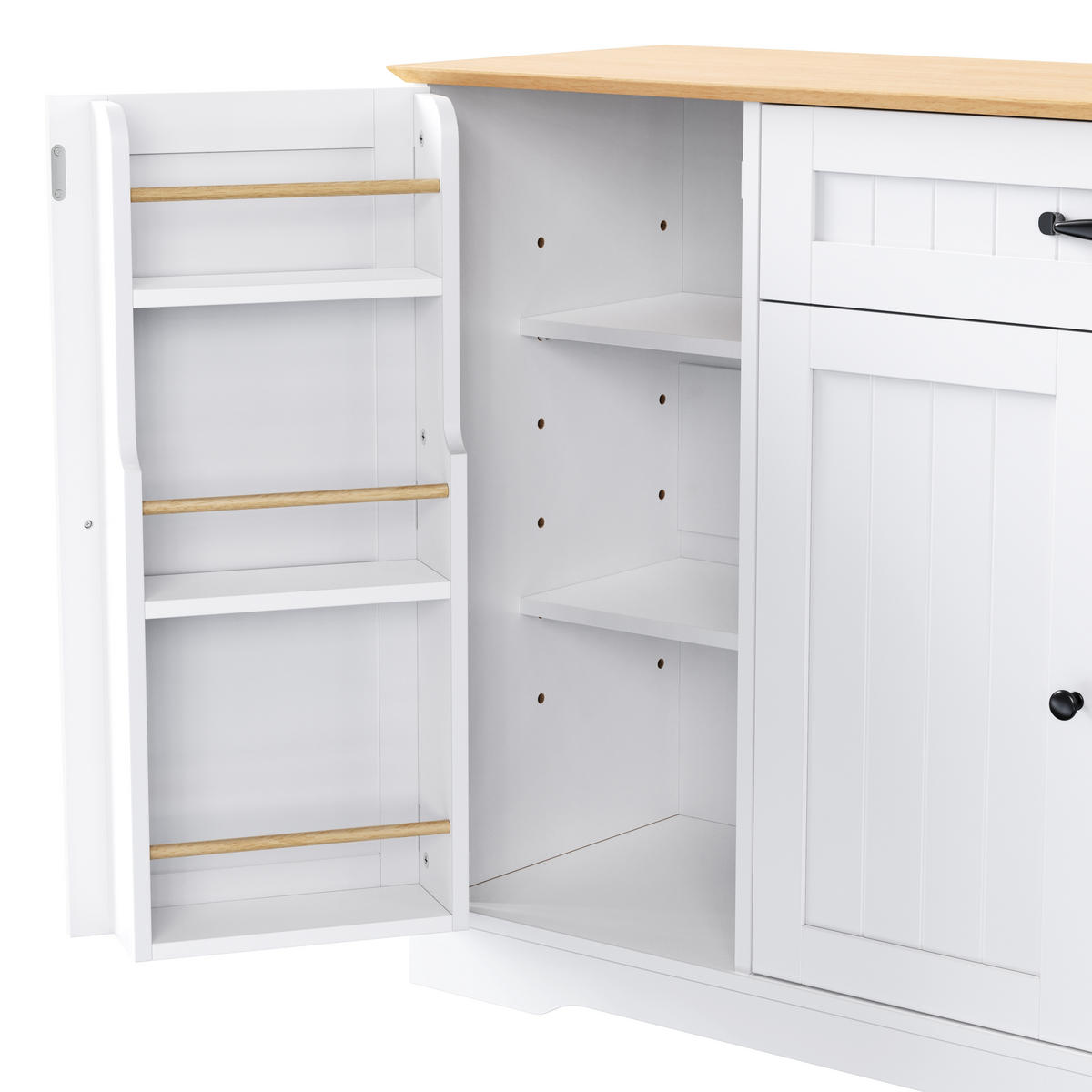 SIDEBOARD in Naturfarbe und Weiß Anrichte mit Schublade für Esszimmer, Wohnzimmer und Diele, B107/T40/H83.4 cm - Weiß, Holzwerkstoff/Metall (107/83.4/40cm) - STILVORA