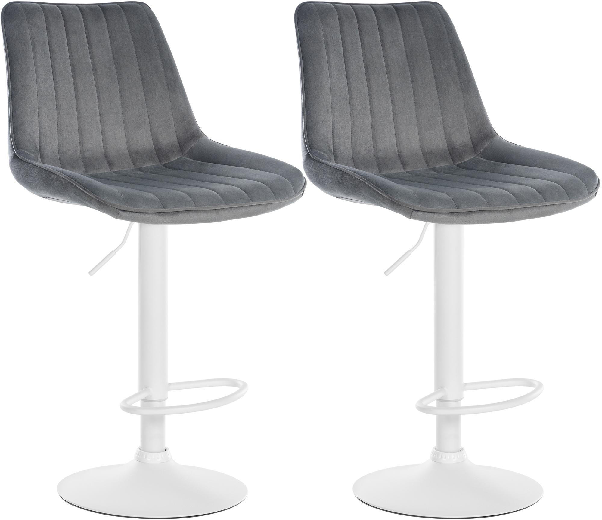 BARHOCKER 2er Set Samt Dunkelgrau - Dunkelgrau, Textil/Metall (49.5/91/50cm) - CLP