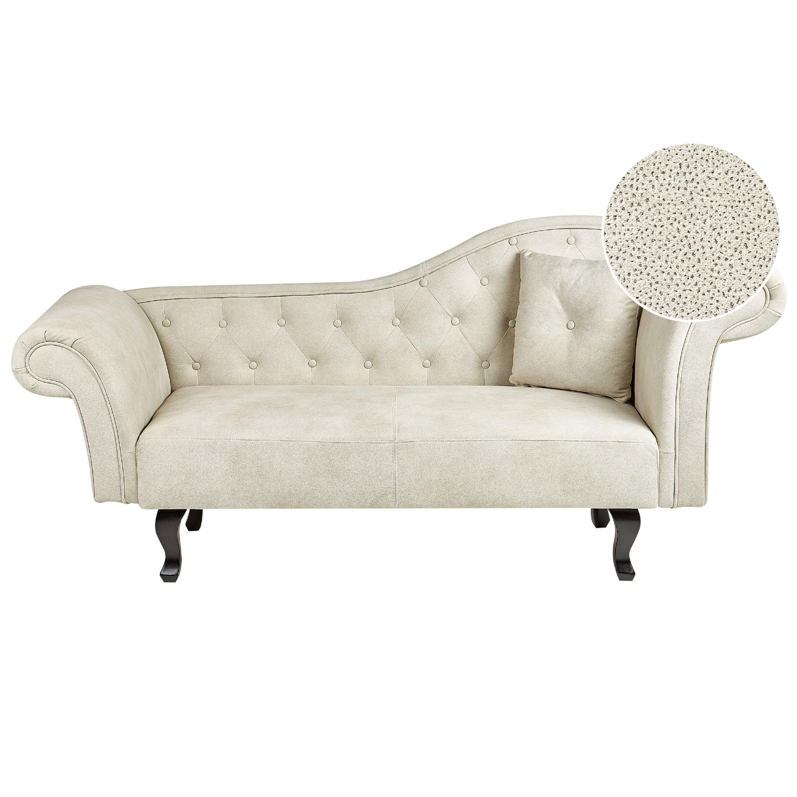 CHAISELONGUE Samtstoff hellbeige rechts Lattes - Beige/Dunkelbraun, Textil (192/81/59cm) - Beliani