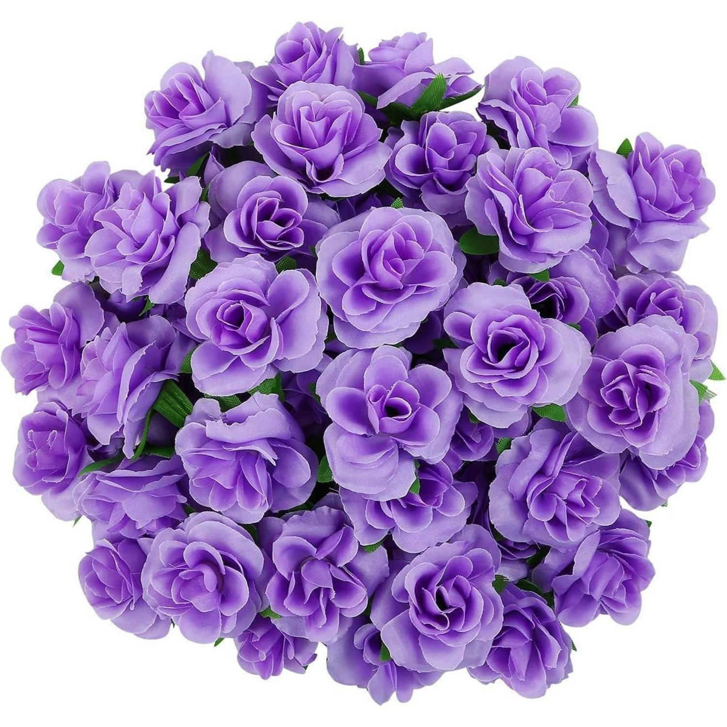 KÜNSTLICHE Blumenköpfe Rosen 50 Stück Violett 4 cm - Lila, Textil (4cm)