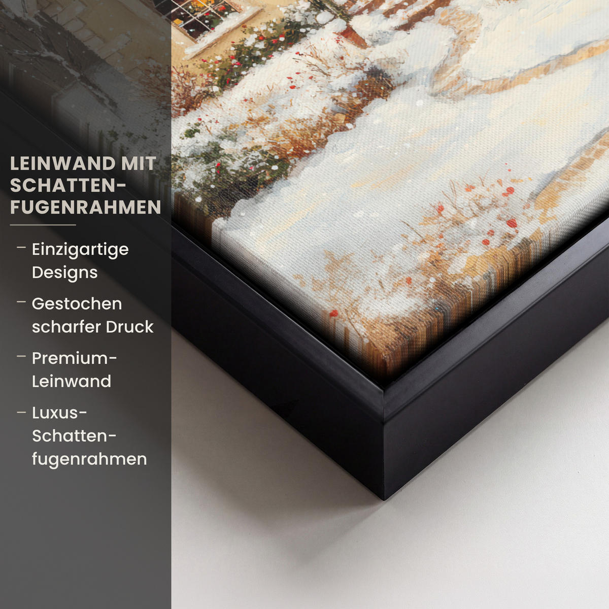 LEINWAND Bilder mit Rahmen - Weihnachten - Zuhause - Winter - Schnee - 20x30 - Creme, Textil (20/30cm) - MuchoWow