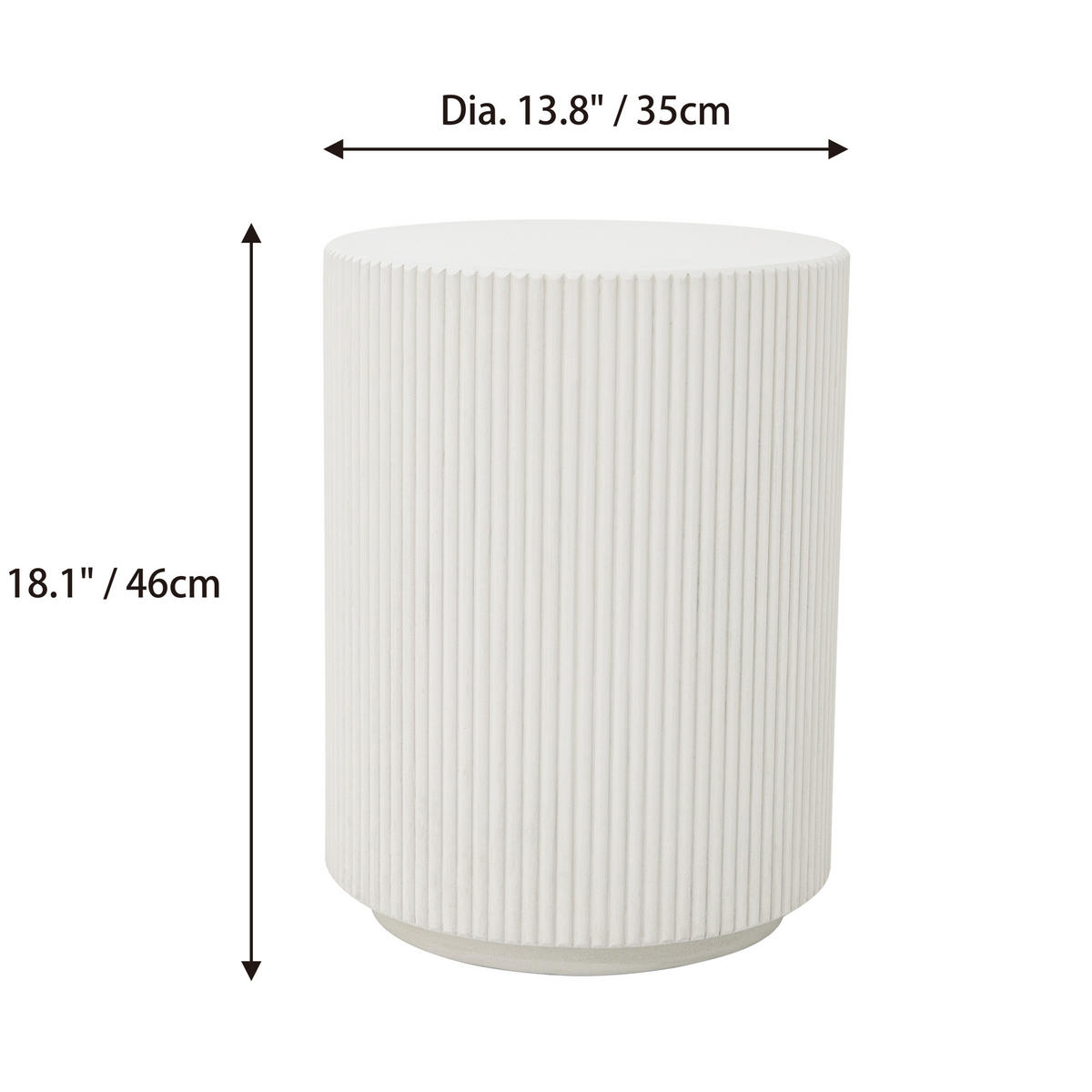 BEISTELLTISCH AUCKLAND rund aus Beton 35 x 35 x 46 cm - Creme, Naturmaterialien (35/35/46cm) - Elementi