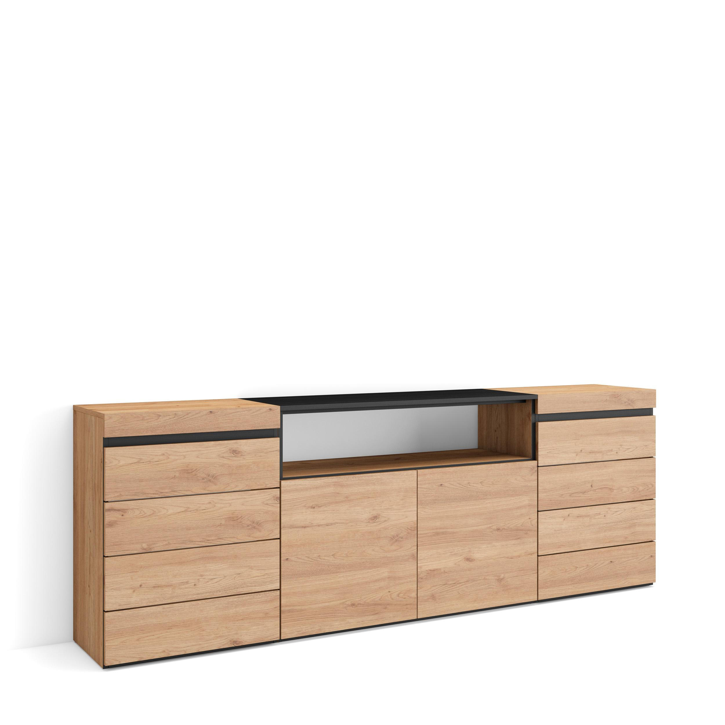 Skraut Home Kommode Eiche 214x75x35 cm