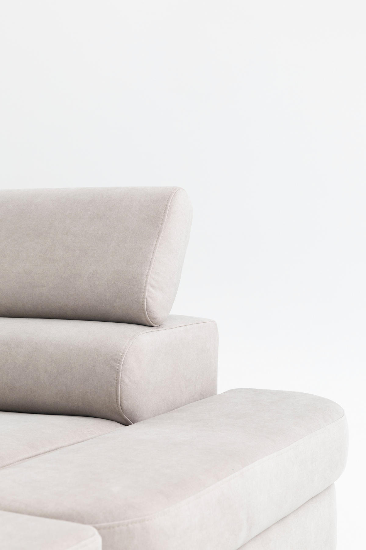 ECKSOFA U-Form PRIAM U Links mit Schlaffunktion 126x270 Velours Cream - Creme/Schwarz, Holz/Textil (350/91/203cm) - Muffo