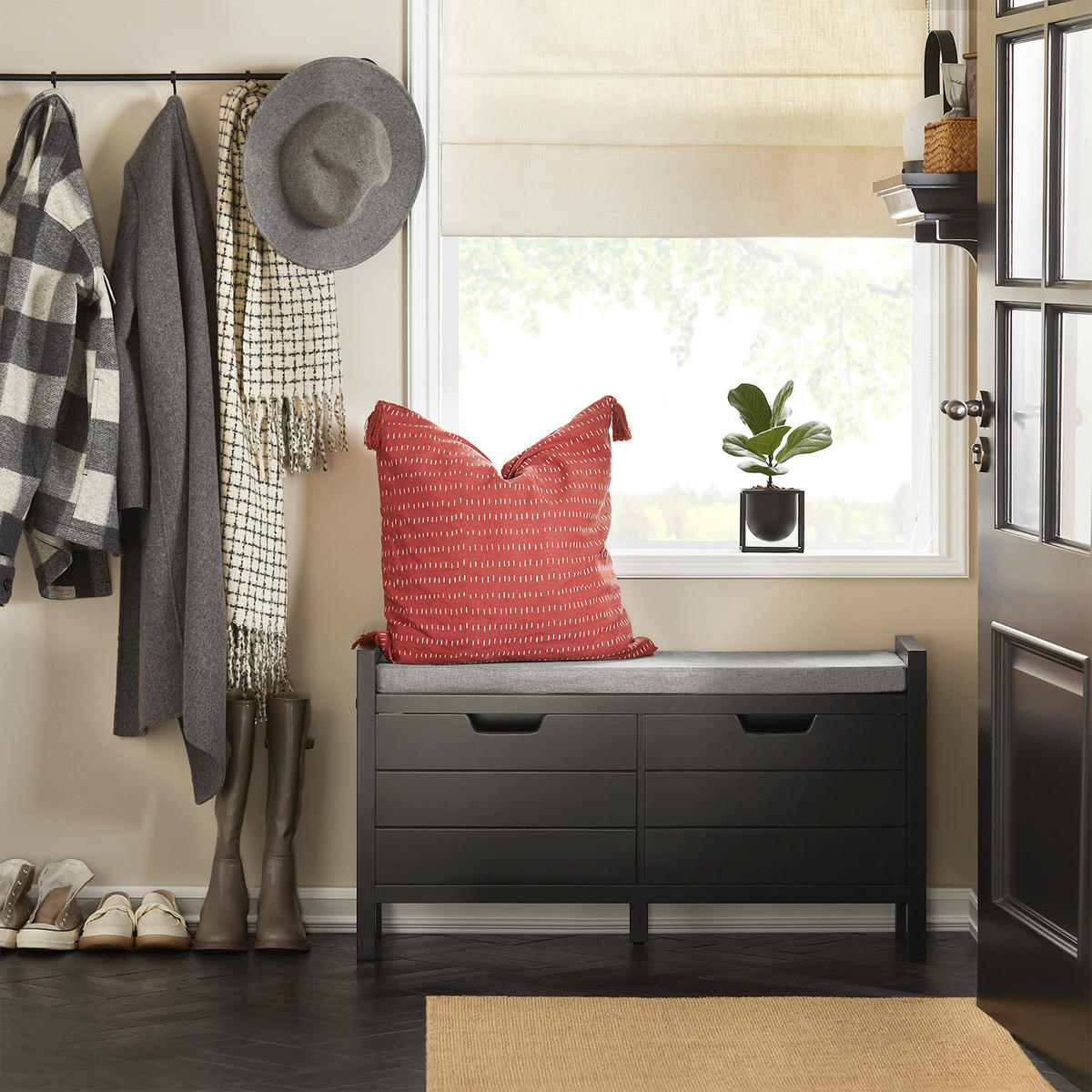 SCHUHBANK Schwarz - Schwarz, Holzwerkstoff (91/50/30cm) - SoBuy