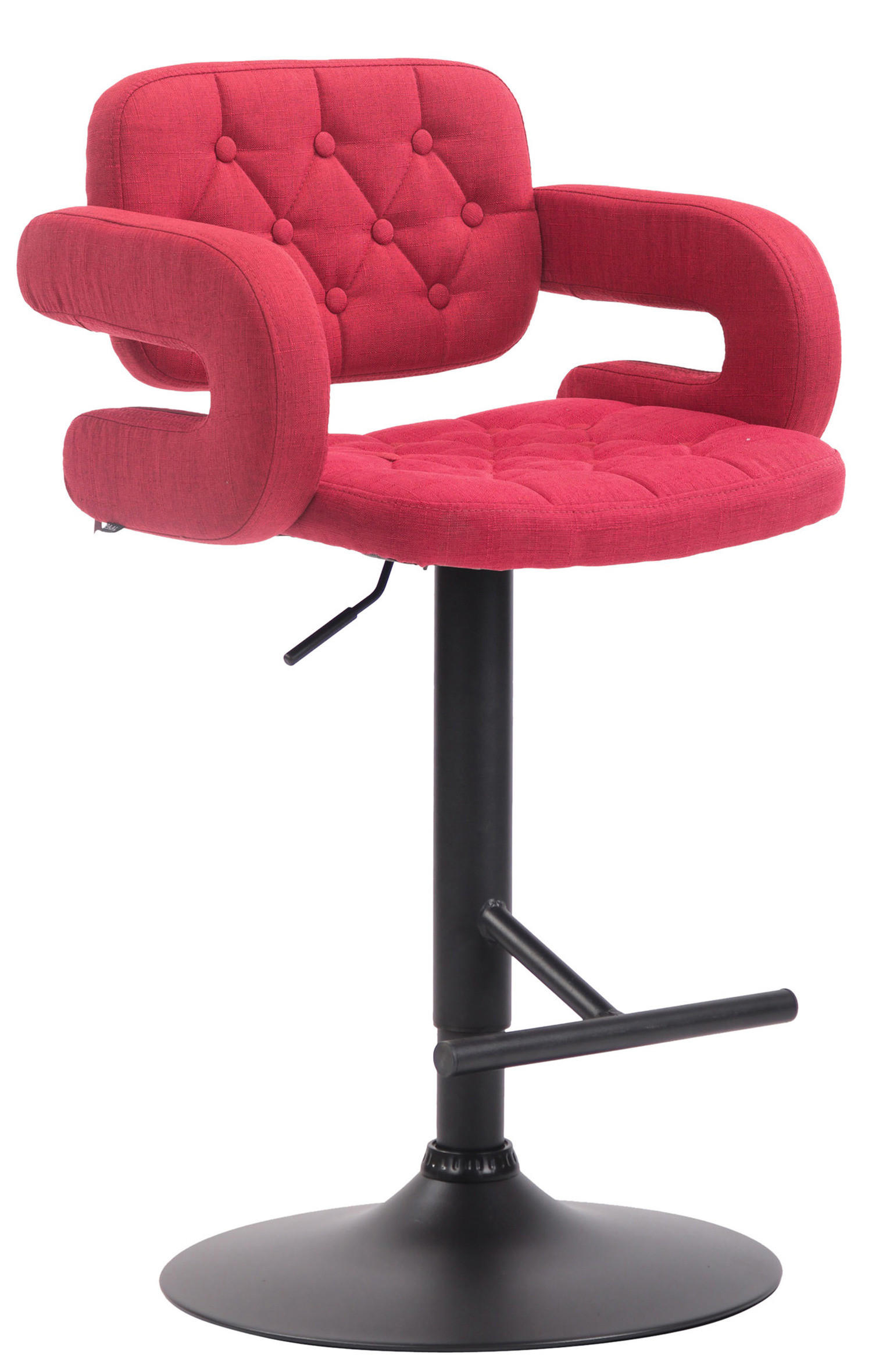BARHOCKER Dubai, Gestell schwarz, Stoff Rot - Rot/Schwarz, Textil/Metall (52/100/55cm) - TPFLiving