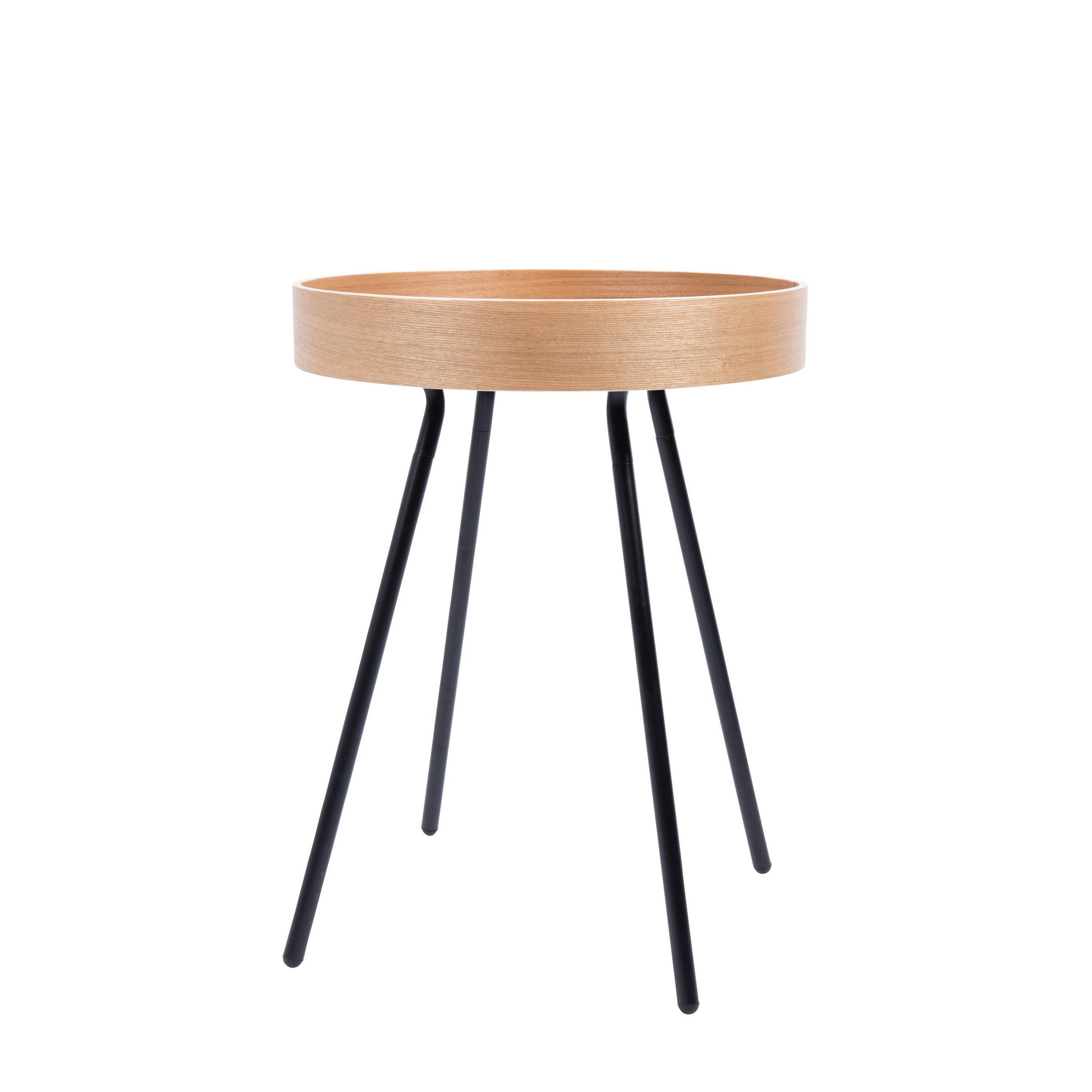 BEISTELLTISCH Oak Tray Rund 46,5 cm - Braun, Holz (46.5/46.5/55.5cm) - Zuiver