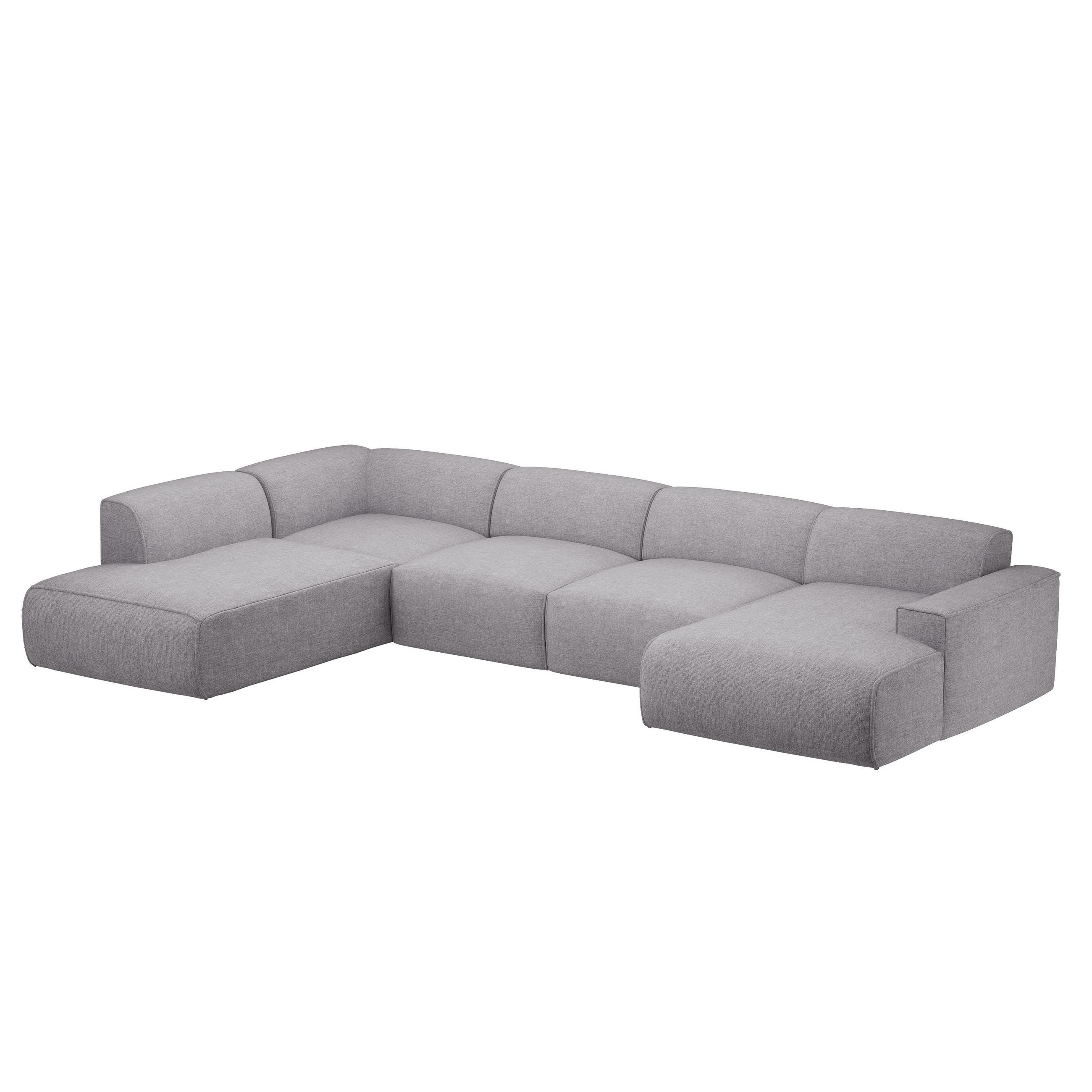 WOHNLANDSCHAFT DOVE Chenille-Stoff in Hellgrau - Hellgrau, Holzwerkstoff/Kunststoff (300/85/200cm) - Idohome