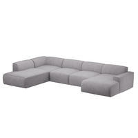 WOHNLANDSCHAFT DOVE Chenille-Stoff in Hellgrau - Hellgrau, Holzwerkstoff/Kunststoff (300/85/200cm) - Idohome