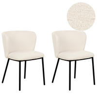 ÉTKEZŐSZÉK 2 darabos Szett Buklé törtfehér Mina - fekete/krém, textil (48/75/52cm) - Beliani