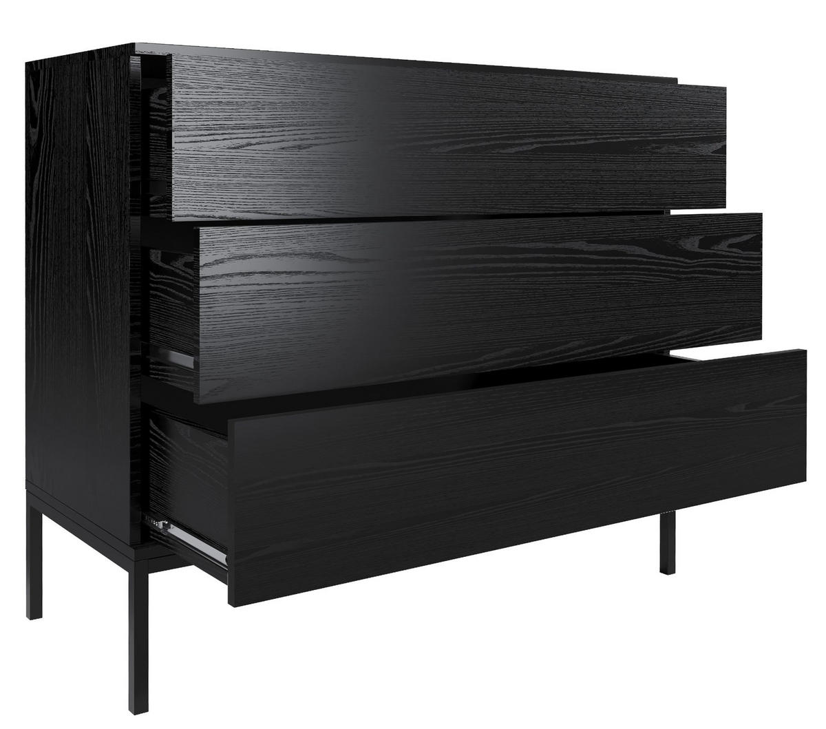 KOMMODE Schwarz Industrial Metallfüße Schmal - Schwarz, Holzwerkstoff (100/84/41cm) - Sepro Meble