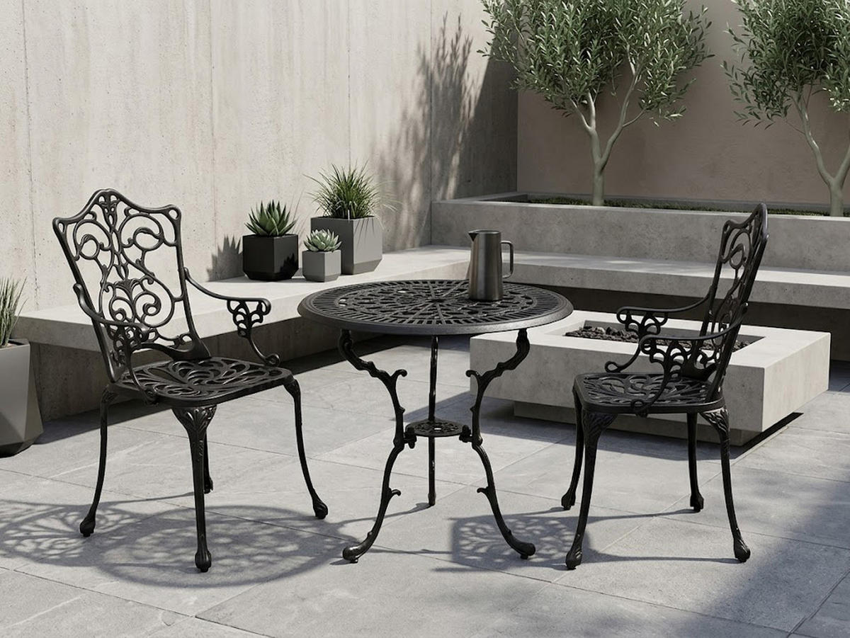 BISTROSTUHL Boulder - Jugendstil - Aluguss antik grau - Grau, Metall (58/90/53cm) - TPFGarden