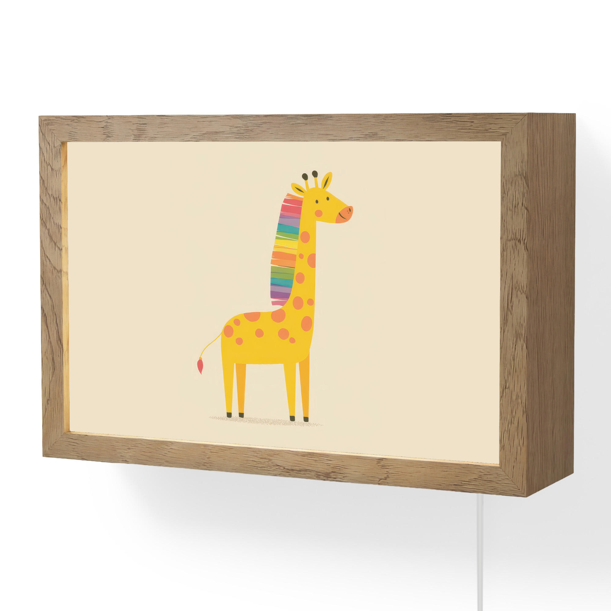 WANDLEUCHTE Giraffe - Regenbogenmähne - Beige 30x20 cm - Beige, Holzwerkstoff (30/20/8cm) - OnlyWow