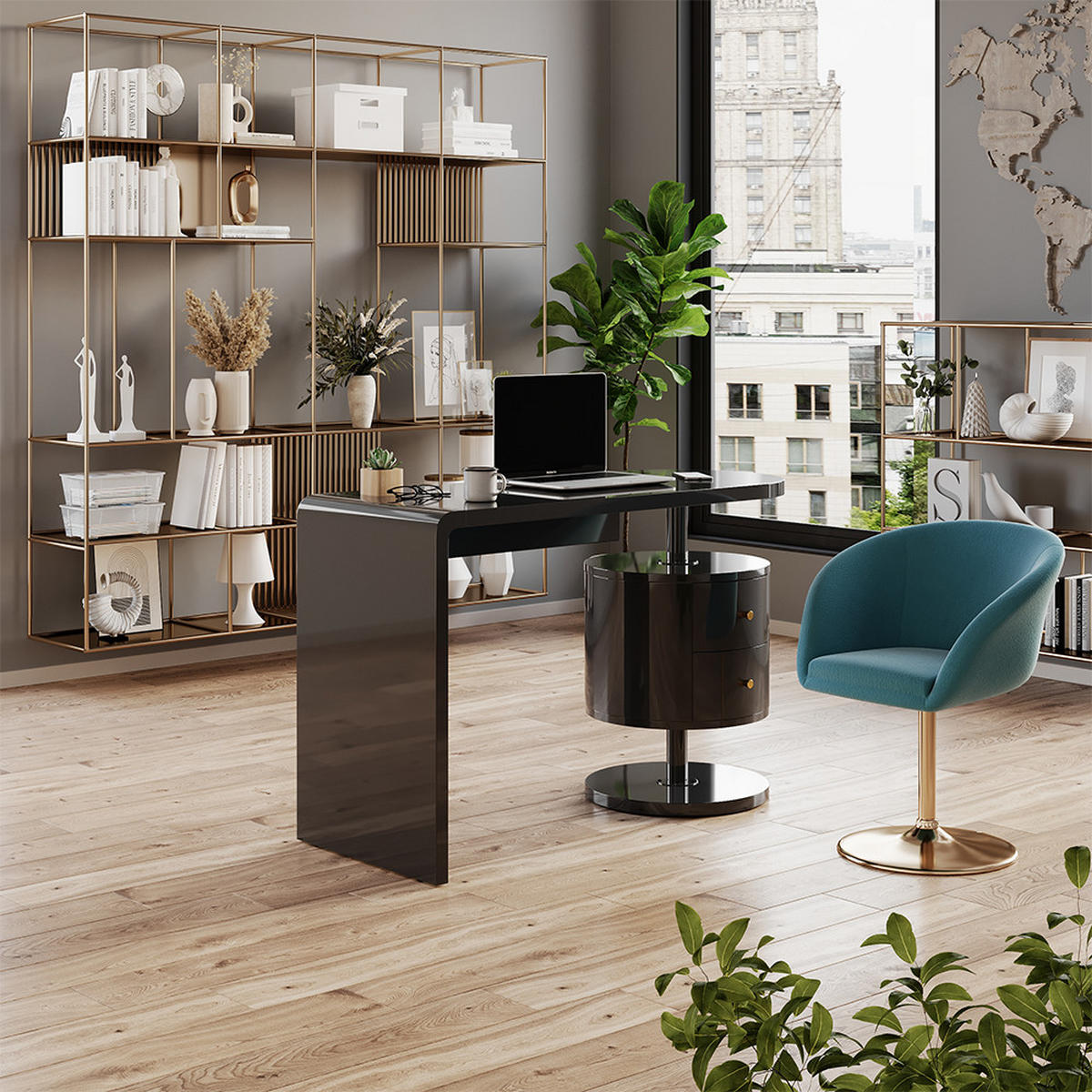 SCHREIBTISCH Lara Schwarz Hochglanz 120 x 50 cm mit 2 Schubladen - Schwarz Hochglanz, Holzwerkstoff (50/120/76cm) - Vicco