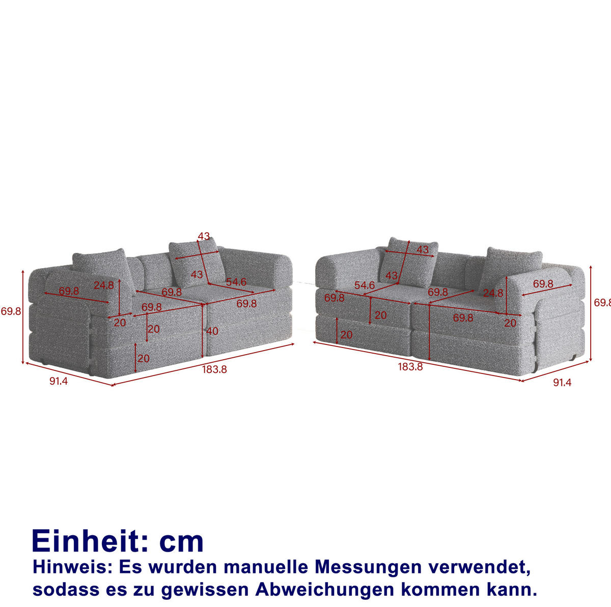 SCHLAFSOFA, Chenille 2-in-1 mit Armlehnen-Staufach & Stahlrahmen, 91,4/183,8/69,8 cm, Grau - Grau, Textil (91.4/69.8/183.8cm) - Redom