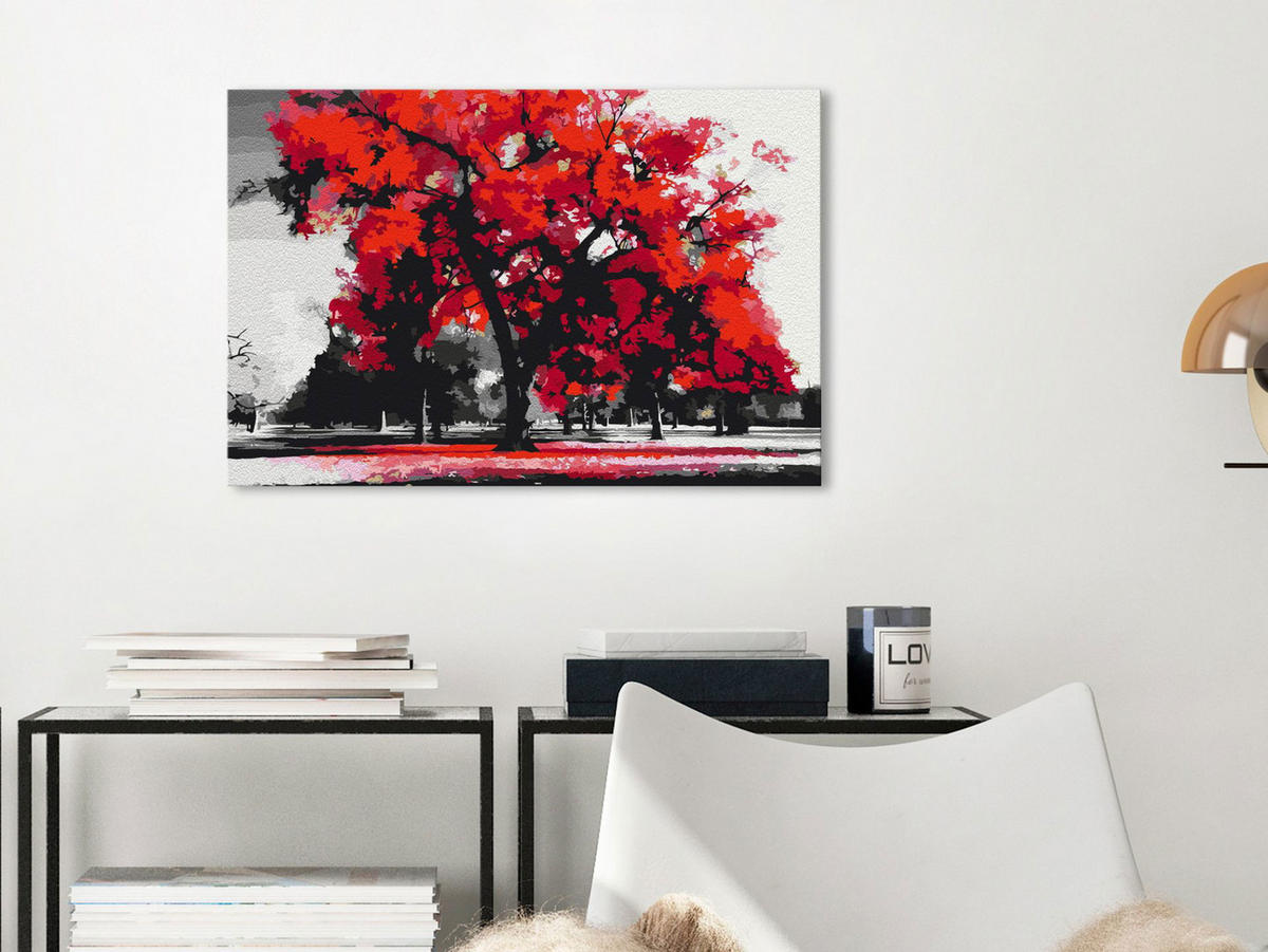 MALEN NACH ZAHLEN 50/40 cm - Rot/Schwarz, Textil (1.4/40cm) - KUNSTLOFT