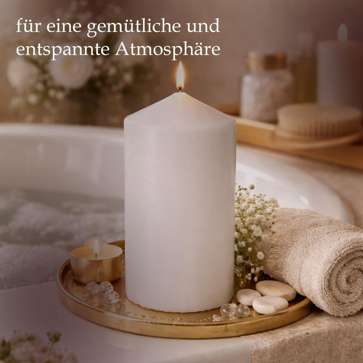 STUMPENKERZEN Ø7cm x 15cm Weiß (2er Pack) - Weiß, Naturmaterialien (15cm) - HS Candle