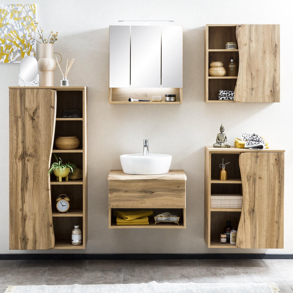 BADMÖBEL-SET 5-TLG. Kahla-03 - Braun, Holzwerkstoff (221/200/52cm) - Lomado