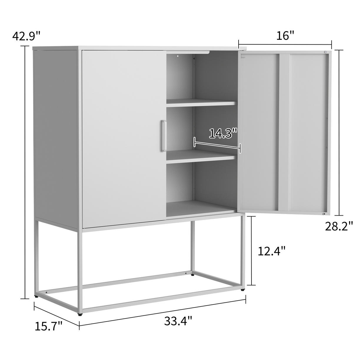 SIDEBOARD 85/40/109 cm, Metall, 2 Regale, magnetische Türen, Anti-Kipp-Sicherung, Weiß - Weiß, Metall (85/109/40cm) - Redom