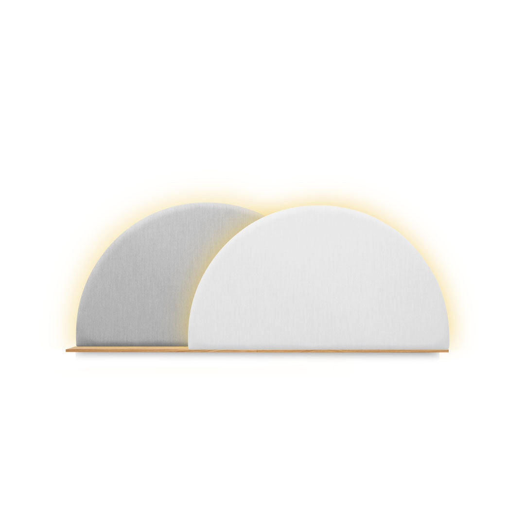 KOPFTEIL Alba mit Licht 150cm - Eichefarben/Weiß, Holz/Textil (150/60/14cm) - Woodendot