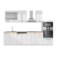 PENTRY Fame-Line Vit högblank/vit 300 cm med högskåp, utan bänkskiva - Vit/Vit högglans, Träbaserade material (300/153.6/46cm) - Vicco