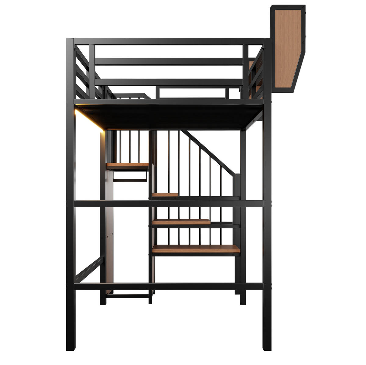 HOCHBETT 90/200 cm aus Metall mit LED-Lichtleiste, Schwarz - Schwarz, Metall (90/200cm) - OKMYHOME