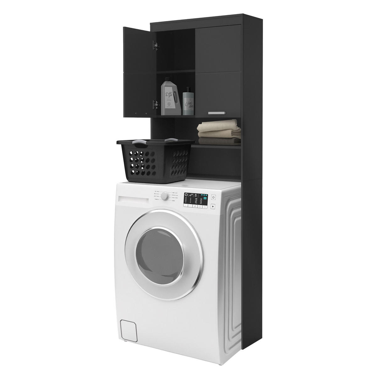 WASCHMASCHINENSCHRANK - Grau, Holzwerkstoff (25/190/63cm) - ML-DESIGN
