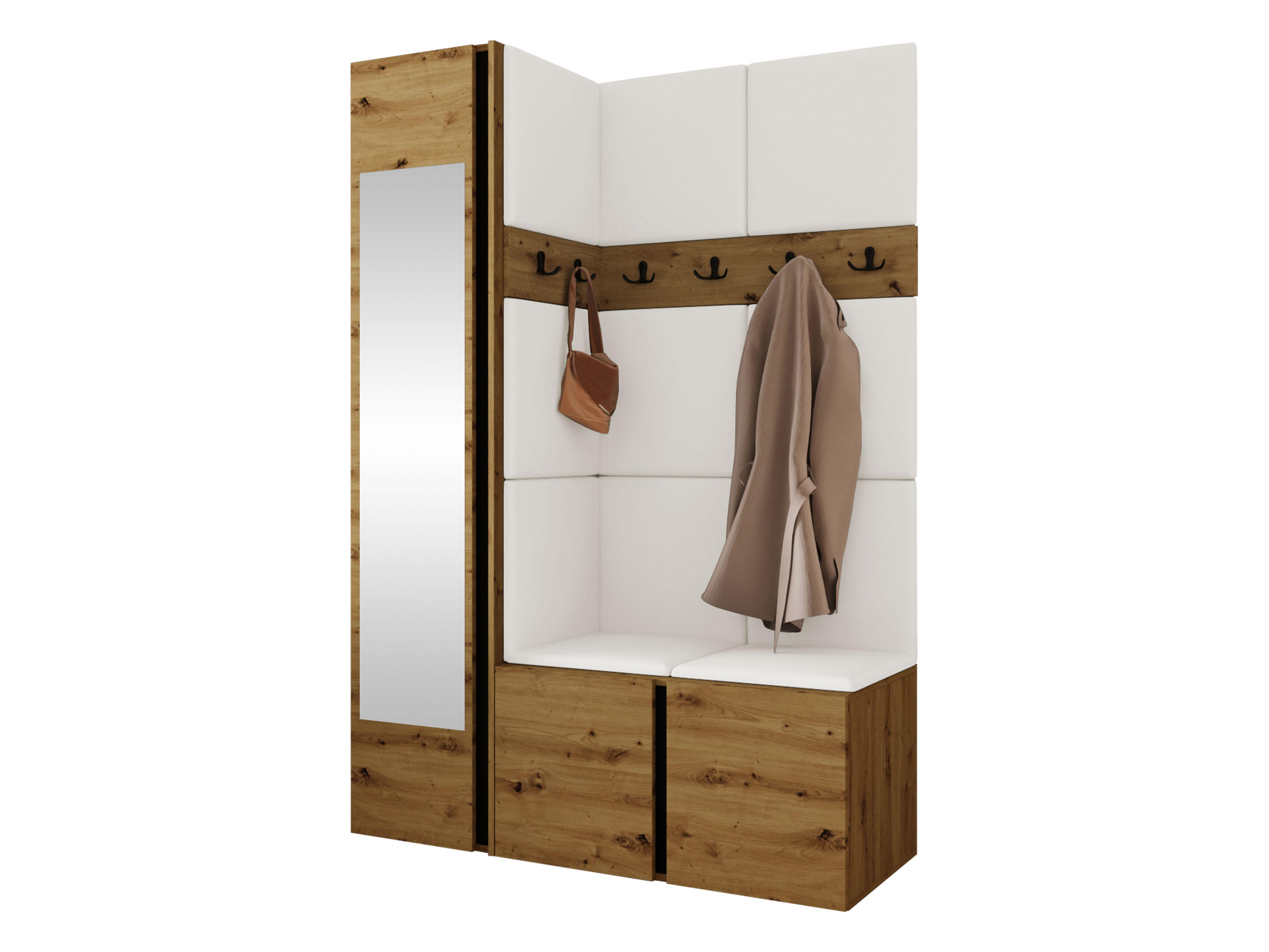 GARDEROBEN-SET Orion X - Eiche Artisan/Weiß, Holzwerkstoff/Kunststoff (124/186/46cm) - MIRJAN24
