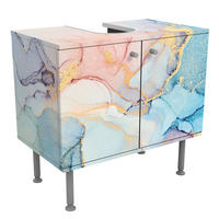 WASCHBECKENUNTERSCHRANK Aquarell Pastell Bunt mit Gold 60/55/35 cm - Pastellblau, Holzwerkstoff (60/55/35cm) - Bilderwelten