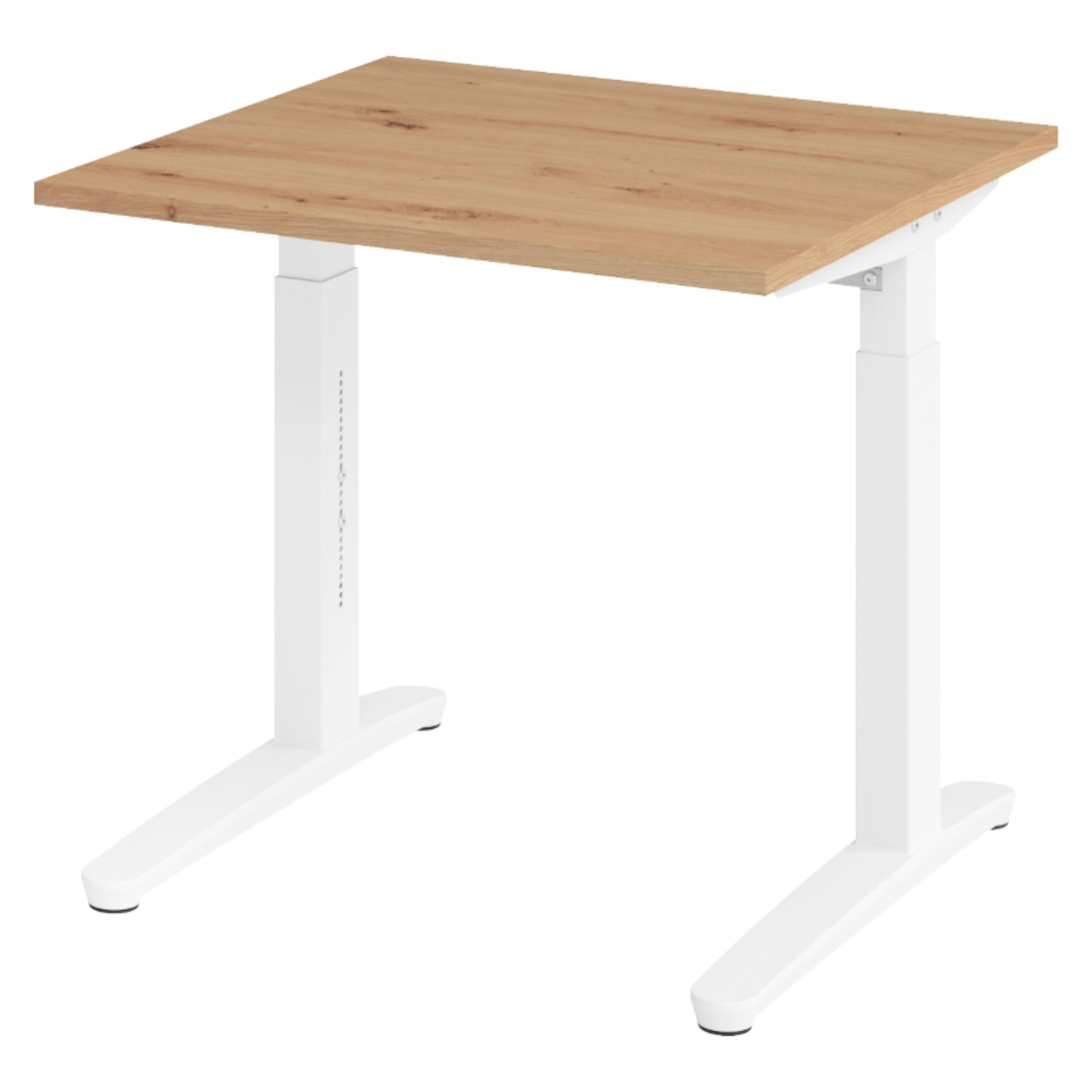 bümö Schreibtisch Wildeiche, Weiß 80x74x80 cm