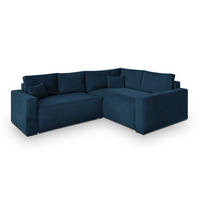 ROHOVÁ SEDAČKA ERONIS modrá - šedá/modrá, dřevo/textil (265/194cm) - MASSENO