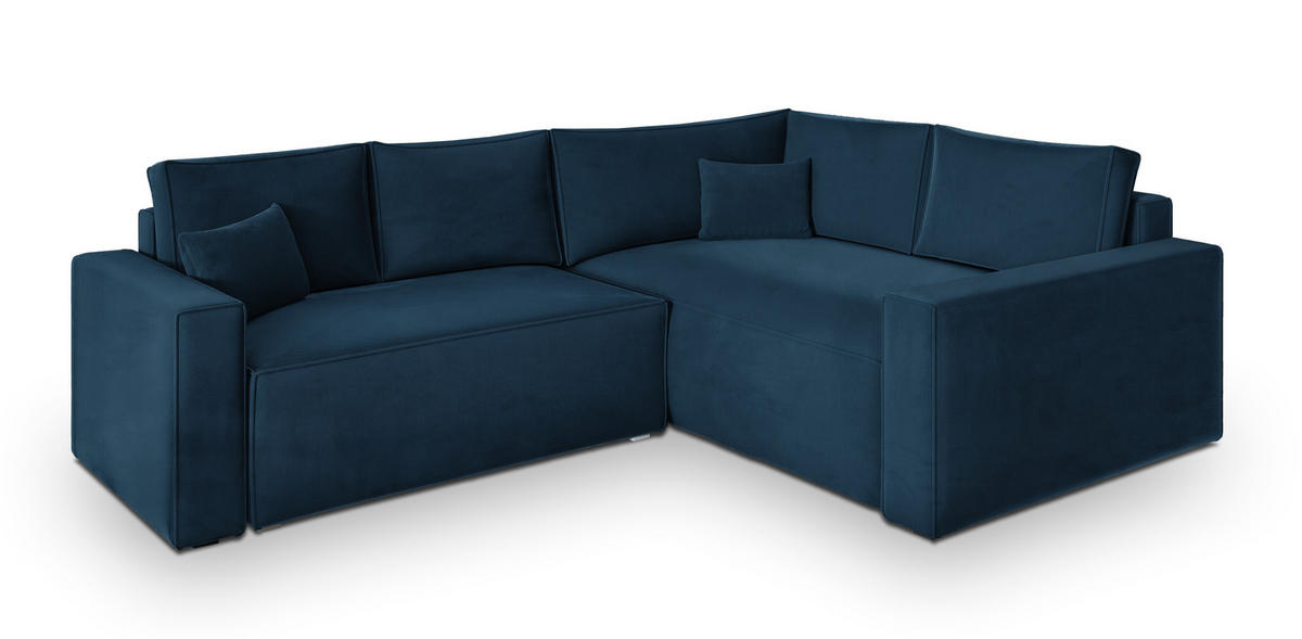 ROHOVÁ SEDAČKA ERONIS modrá - šedá/modrá, dřevo/textil (265/194cm) - MASSENO