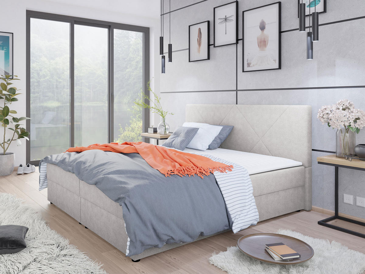 BOXBETT Fado IV - Creme/Schwarz, Holz/Kunststoff (140/200cm) - MIRJAN24