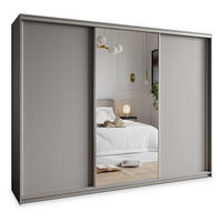 SCHWEBETÜRENSCHRANK TAVI 250/205/60 cm 3-türig mit Spiegel und Schubladen Graphitfarben - Graphitfarben/Nickelfarben, Holzwerkstoff (250/205/60cm) - MASSENO