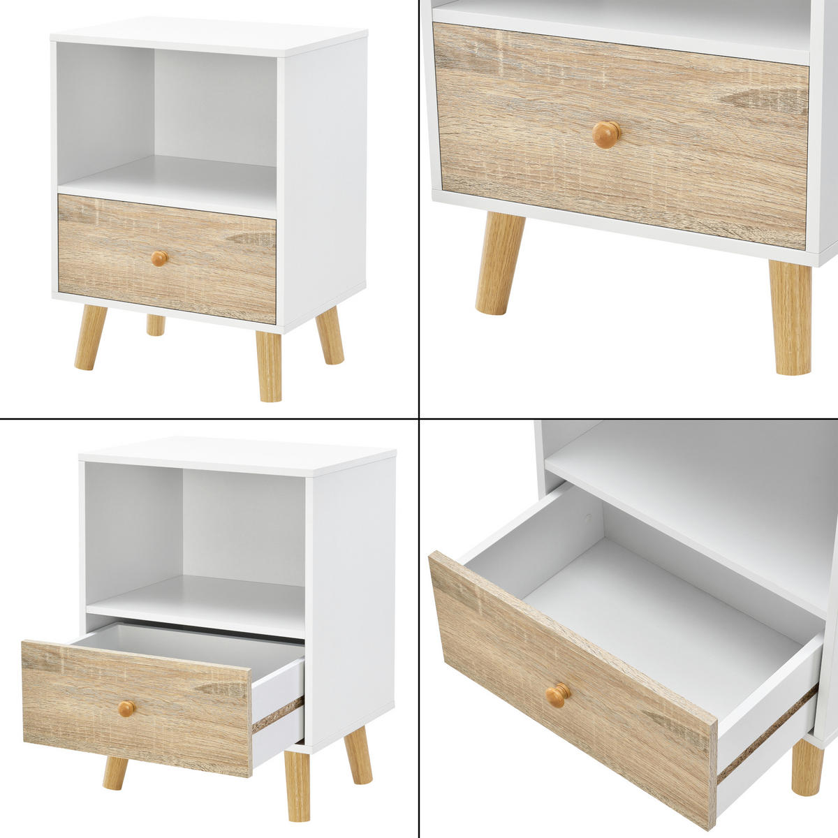 BEISTELLTISCH-SET 2 TLG. Sundsvall - Eichefarben/Weiß, Holz/Holzwerkstoff (30/40/54cm) - [en.casa]