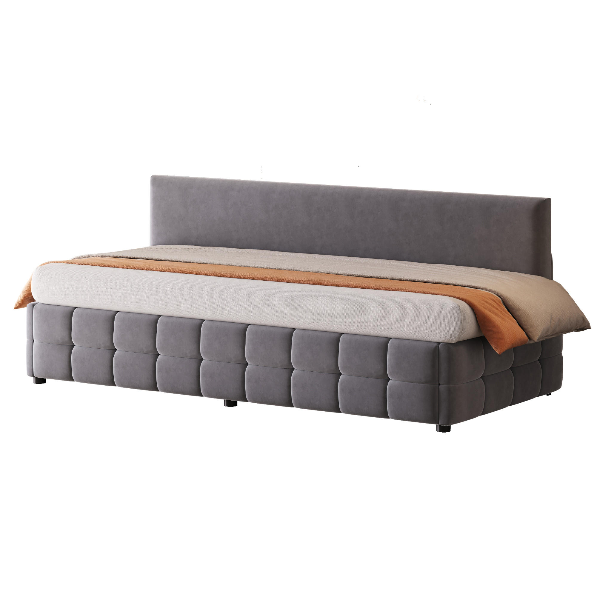 POLSTERBETT 90/200 cm Dunkelgrau mit hydraulischem Stauraum - Grau, Textil (90/200cm) - OKWISH