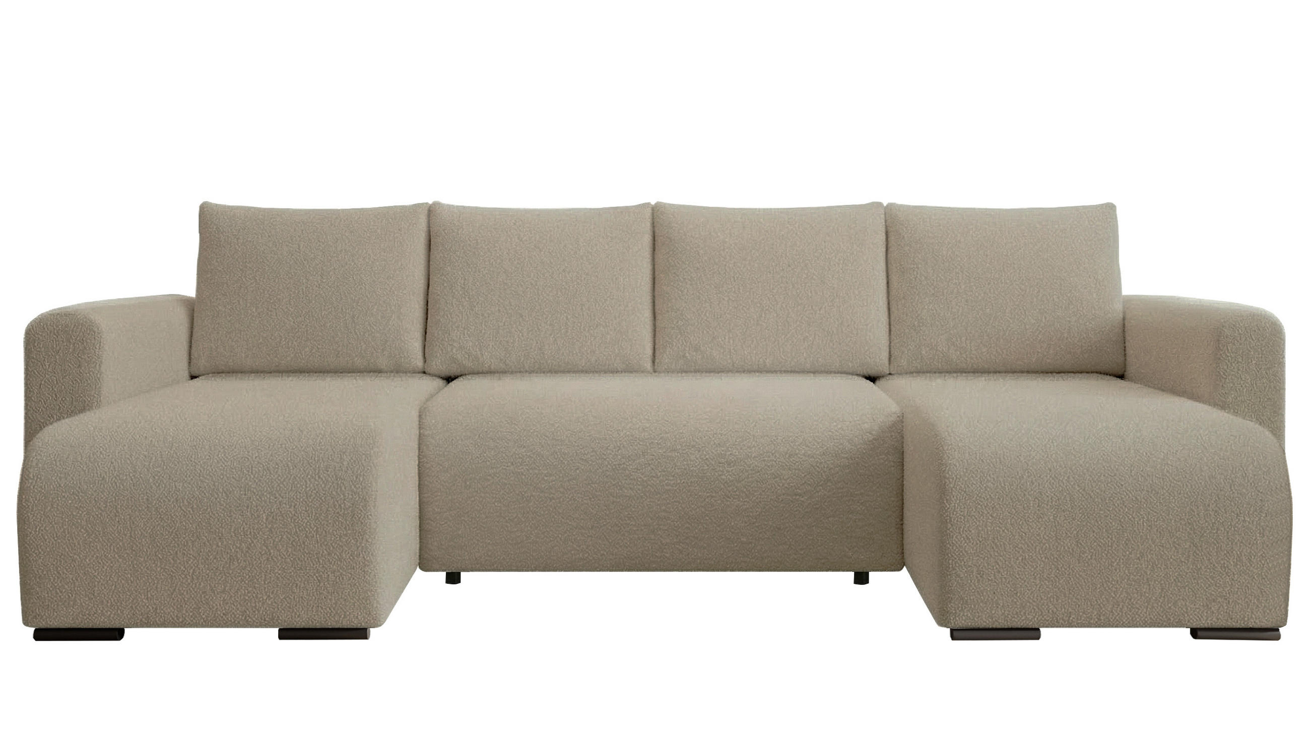 WOHNLANDSCHAFT DORA U mit Bettkasten und Schlaffunktion, U-Form, bequem - Hellbraun, Textil (305/85/140cm) - Storez24